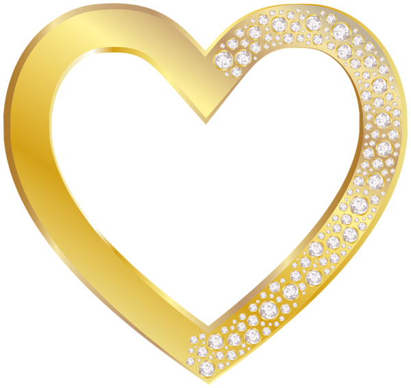 Heart with diamonds clip. Gold hearts png