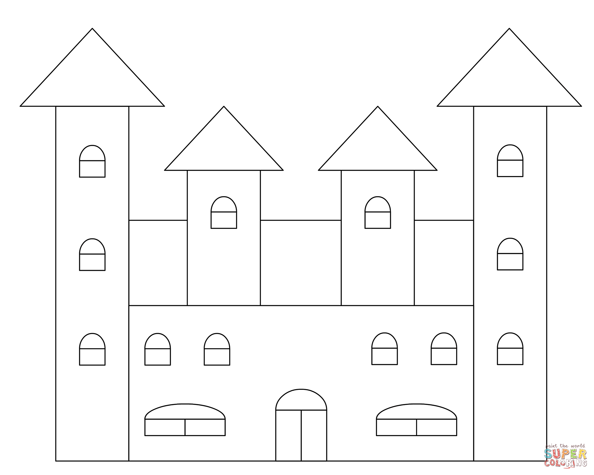 Mountain clipart castle. Simple coloring page free