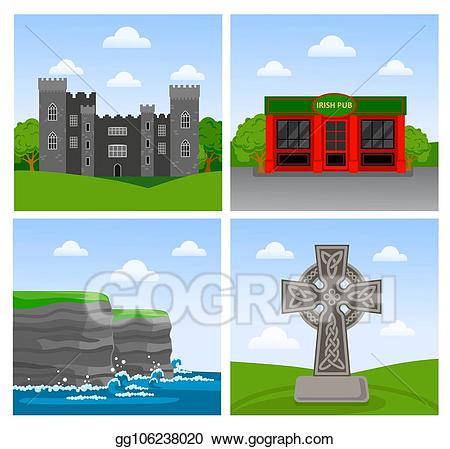 Irish clipart travel. Eps illustration cliffs of