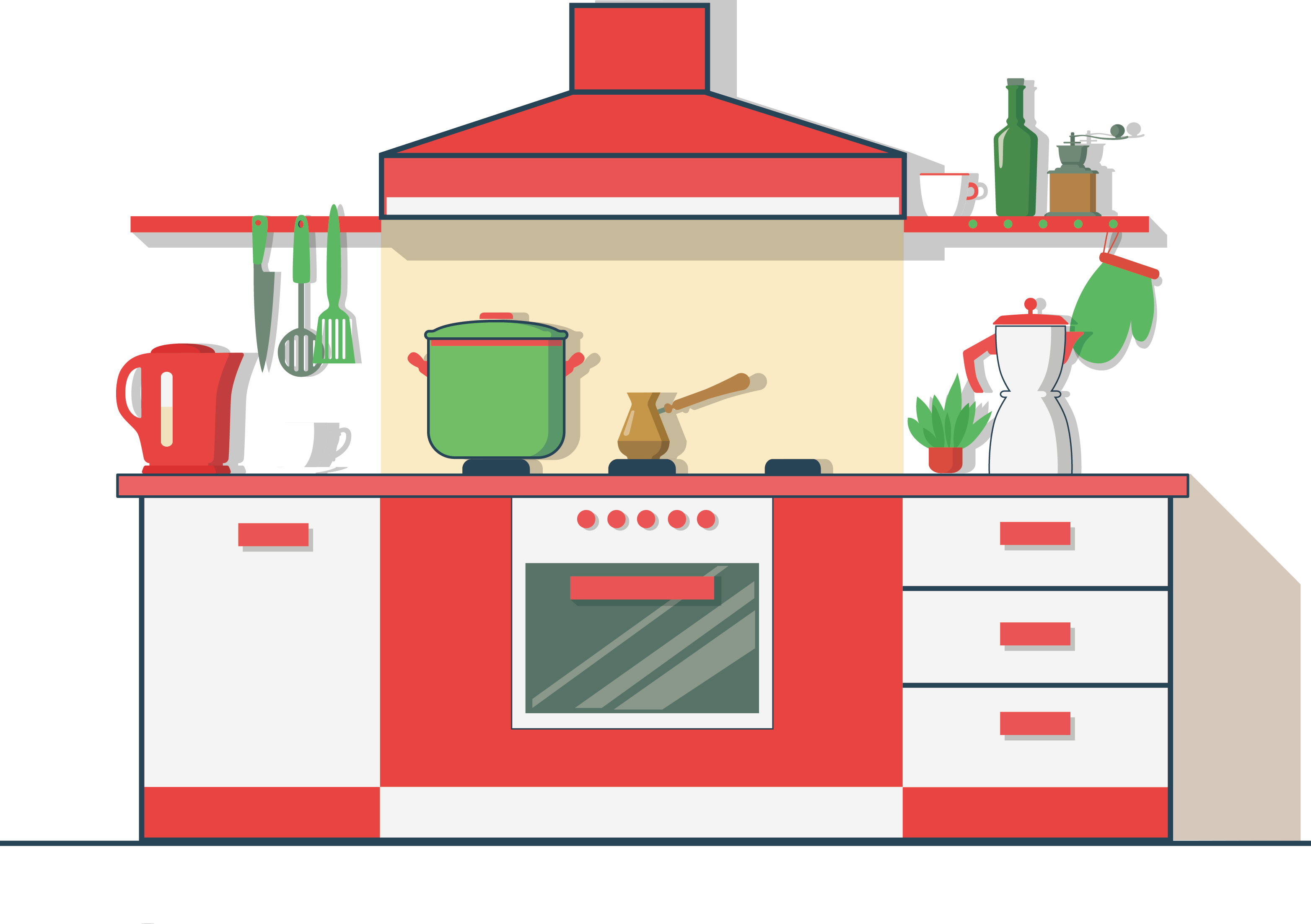 kitchen design aerial view icons