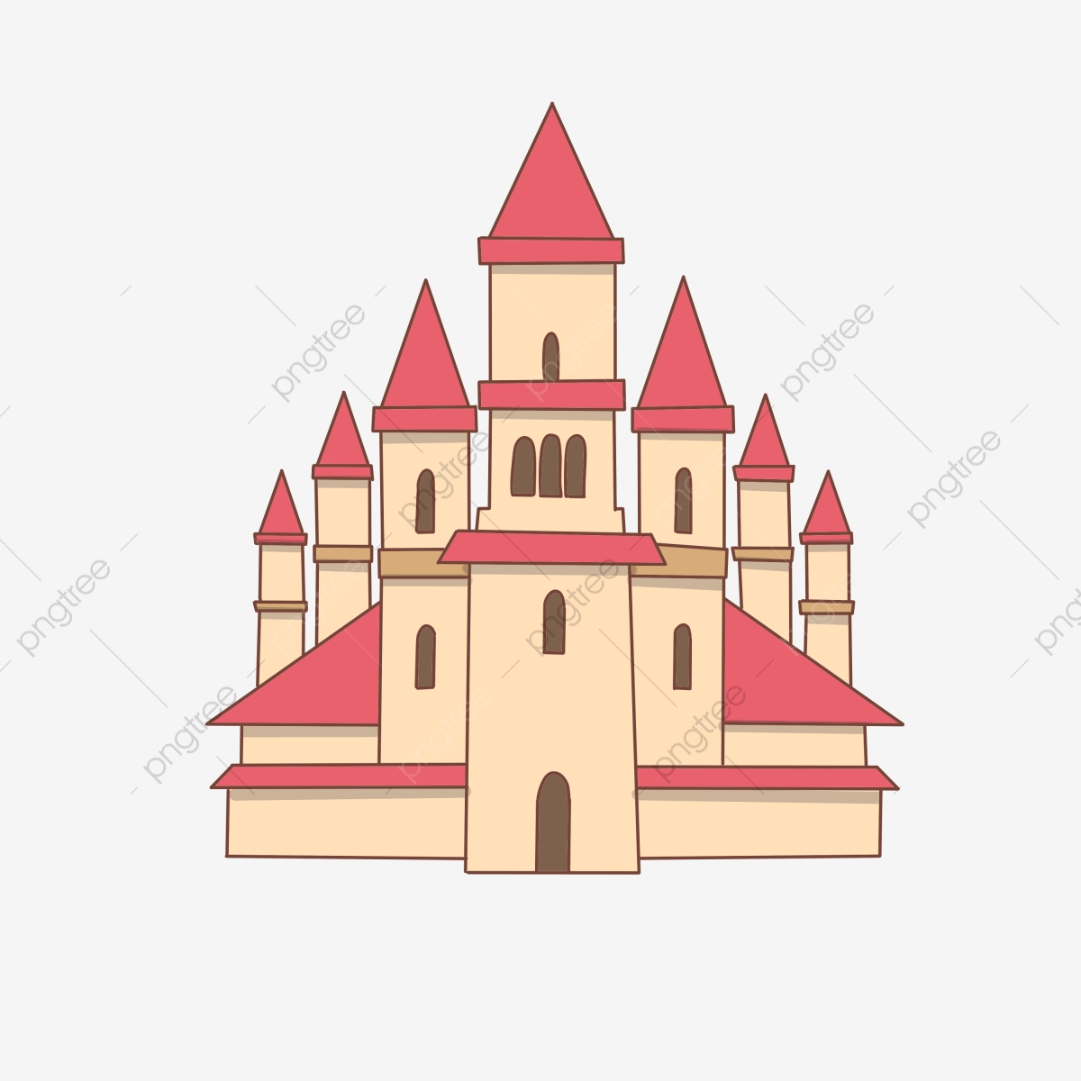 Roof cartoon brown royal. Palace clipart red castle