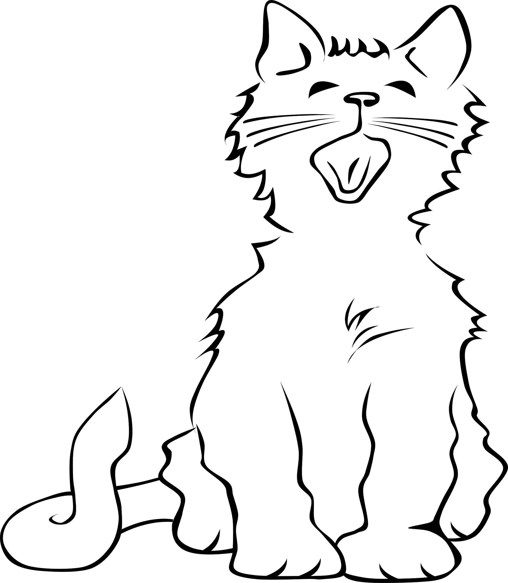 clipart cat black and white