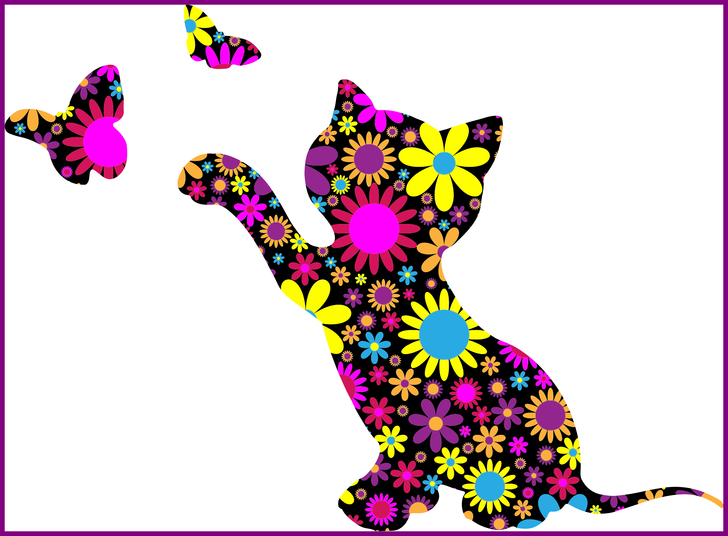 clipart cat butterfly