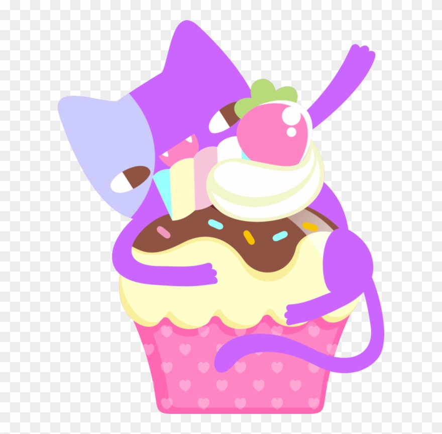 Clipart cupcake cat. Pencil and in color