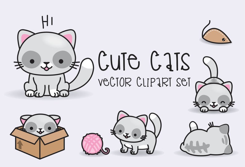 Clipart cat kawaii. Premium vector cats cute