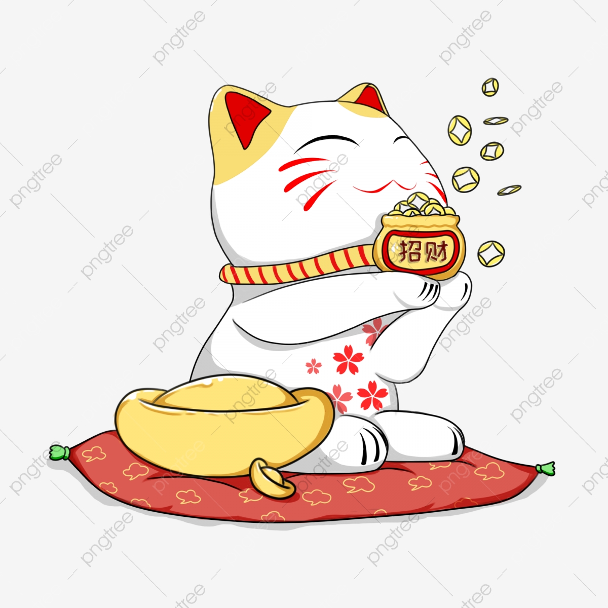 Clipart cat money. Lucky receives old cute