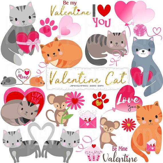 clipart cat valentine