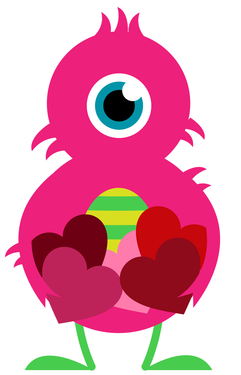 Clipart rainbow monster. Valentine clip art with
