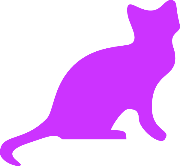 Cat silhouette small clip. Purple clipart kitten