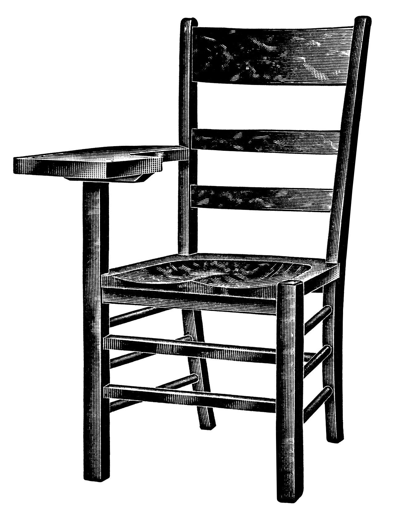 Clipart chair chairblack. Vintage school wooden tablet