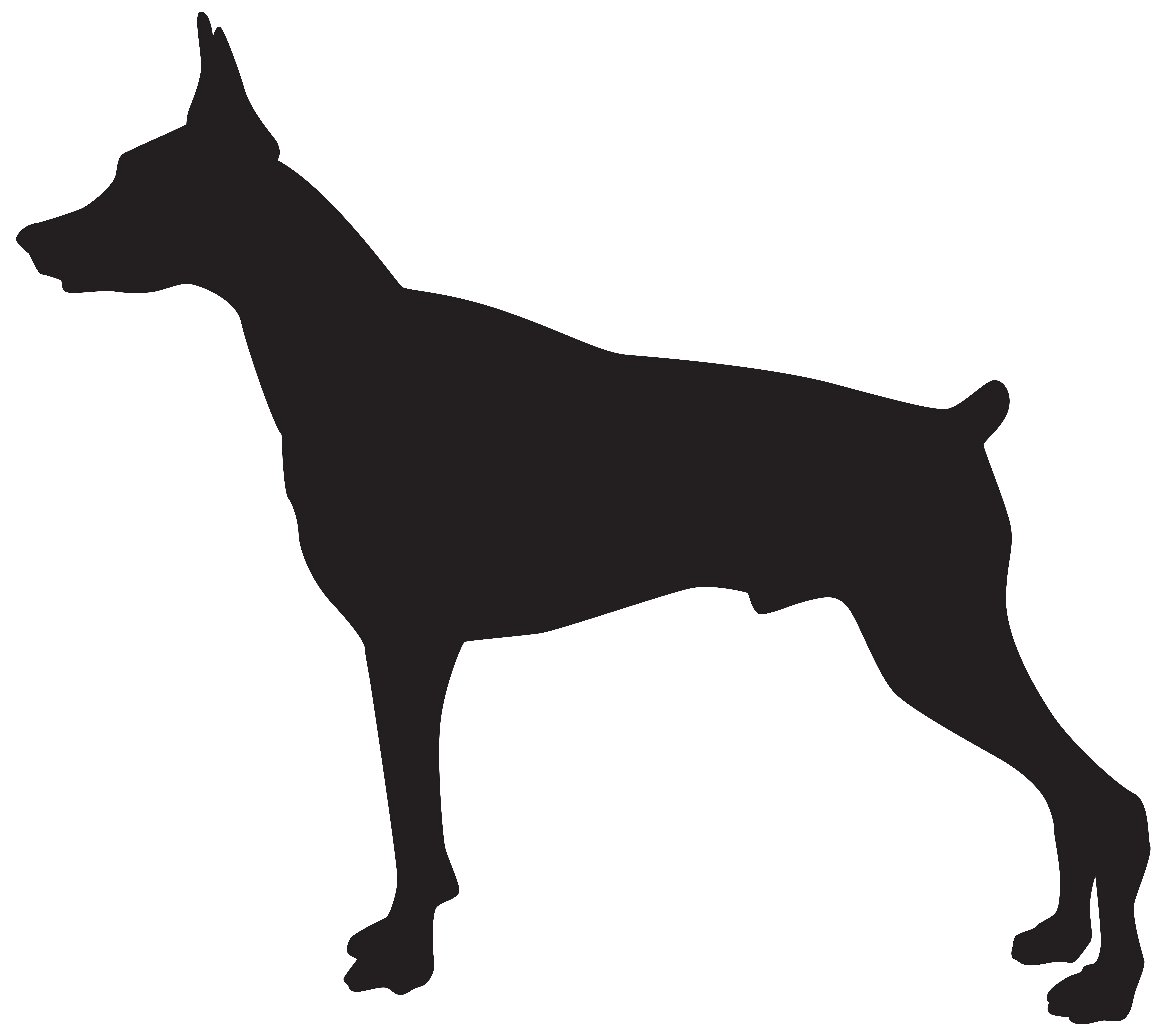 Doberman silhouette png transparent. Clipart roses dog