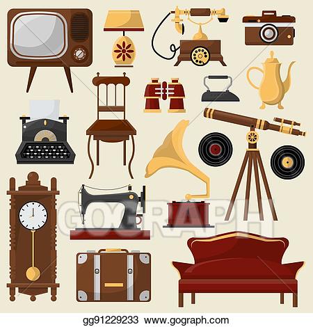 Furniture clipart home accessory. Vector art vintage and