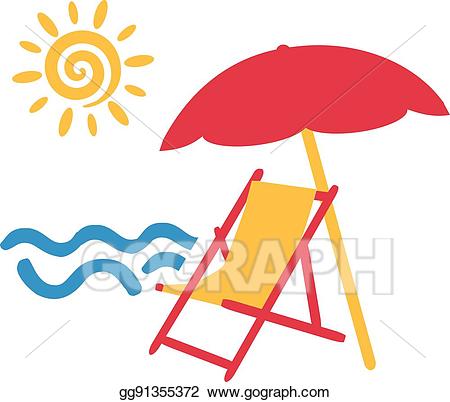 Clipart chair sea. Vector stock beach with