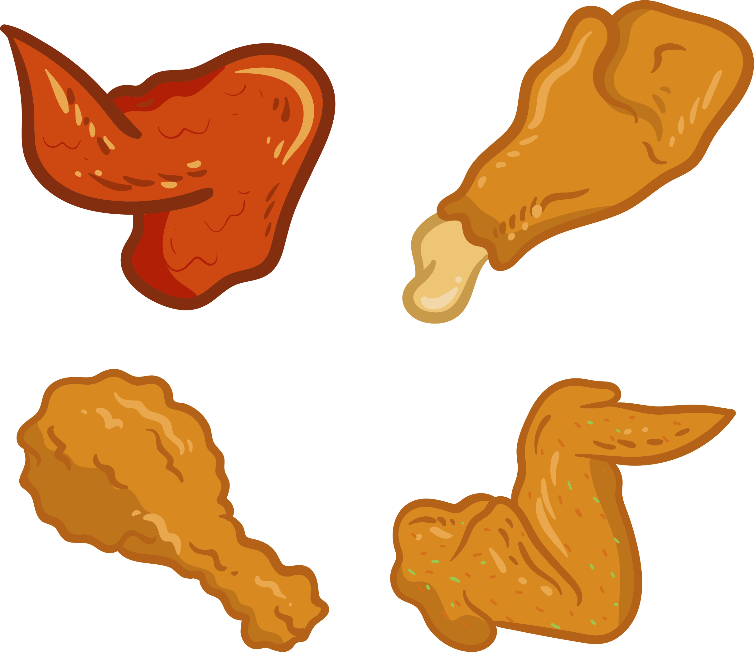 Fried chicken buffalo wing. Fries clipart painting