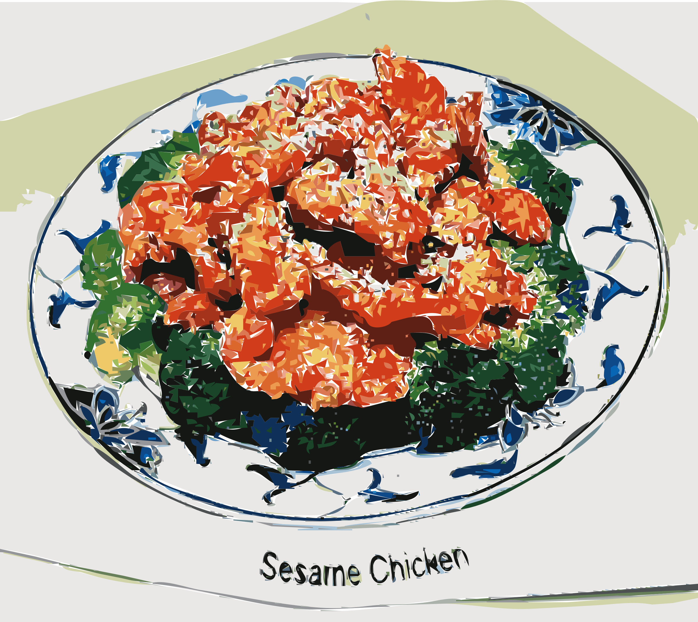Sesame chicken big image. Dish clipart food dish