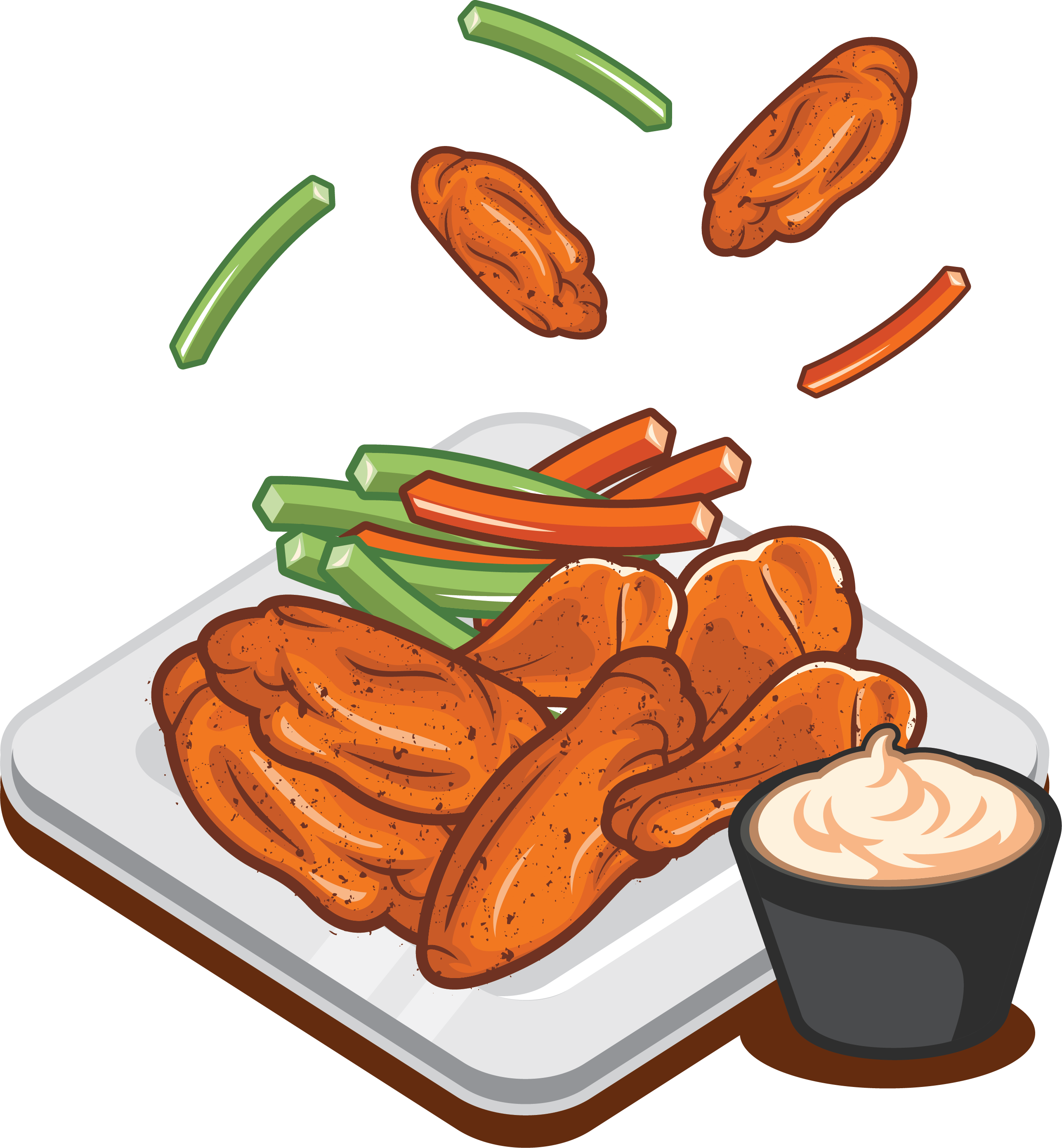 Buffalo wing sausage fried. Foods clipart fry