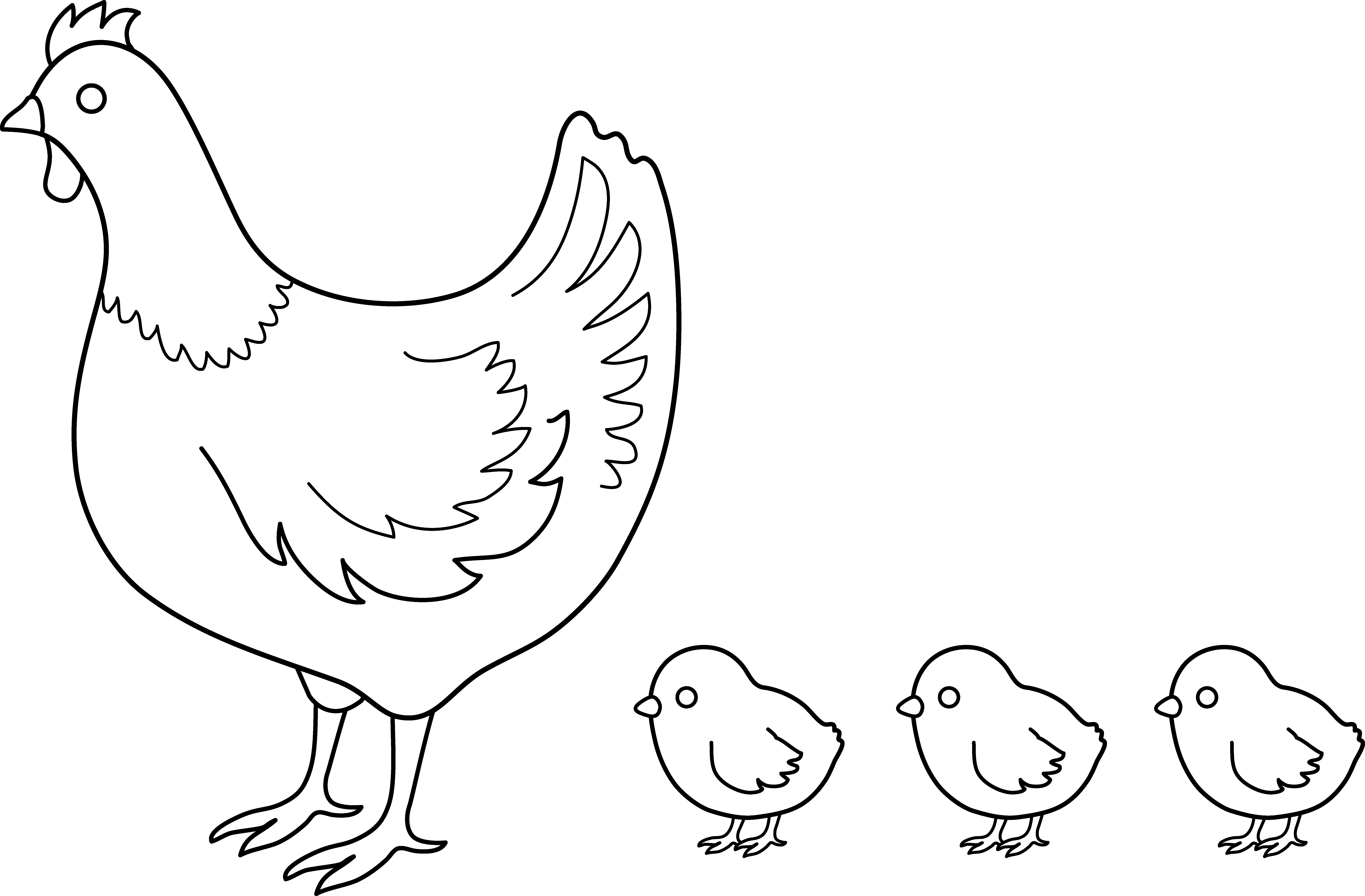 Comb clipart coloring page. Hen and chicks free