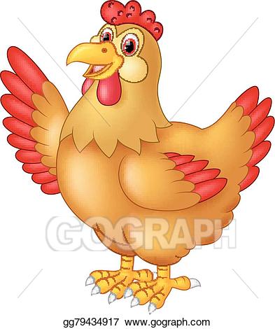 Eps illustration waving hand. Clipart chicken hen