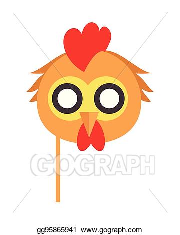Clipart chicken mask. Vector art cock bird