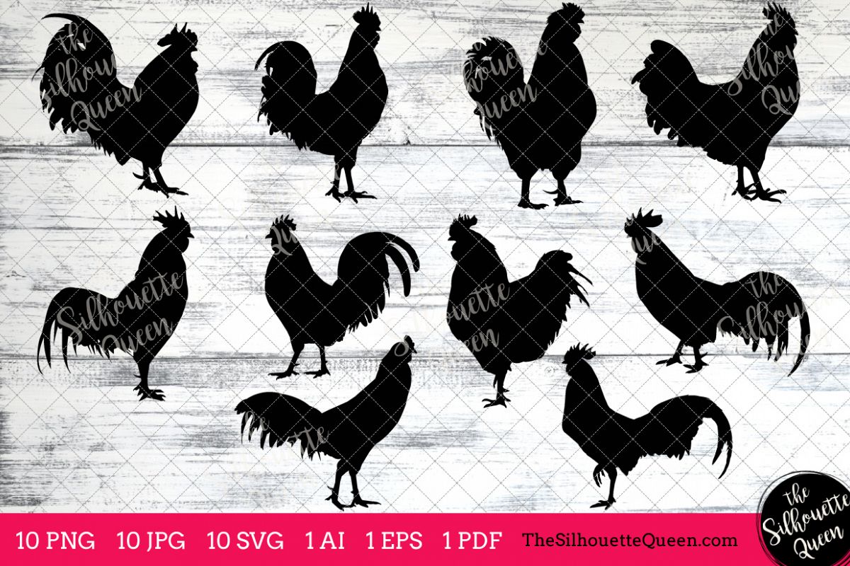 Clipart chicken pdf. Rooster silhouette clip art