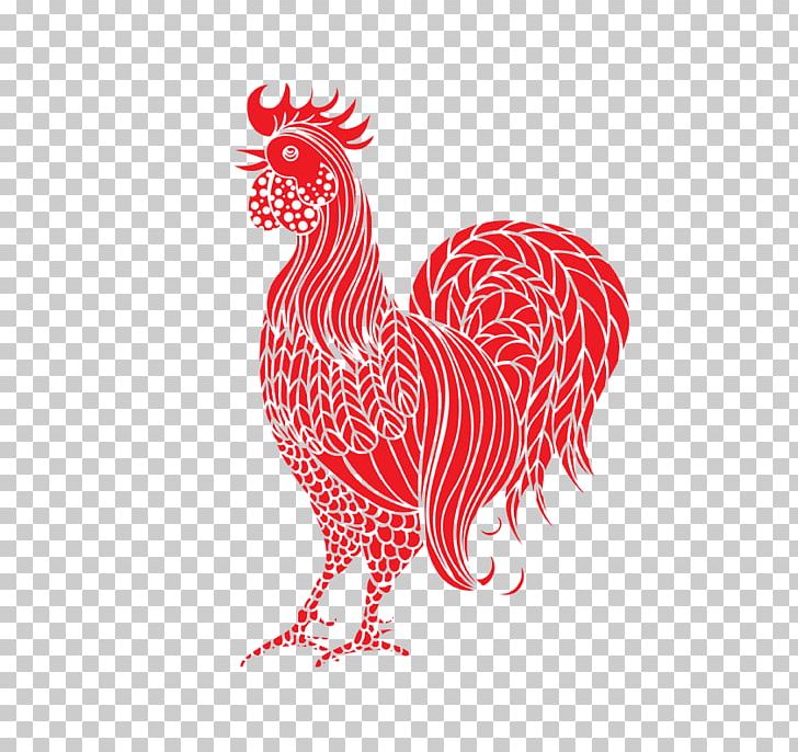 Chinese new zodiac rooster. Clipart chicken year