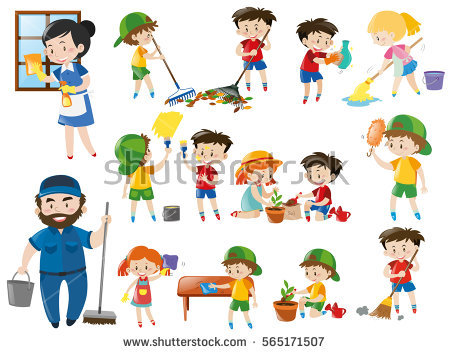 clipart child cleaning house