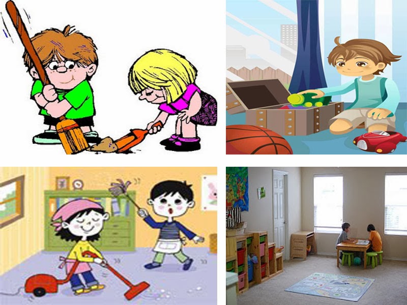 clipart children cleaning room