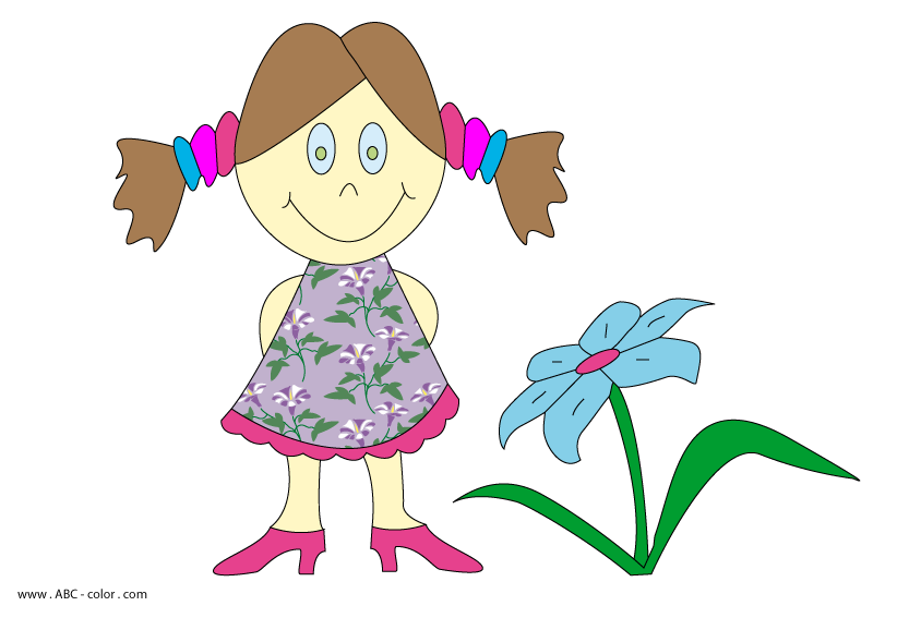 clipart girl flower