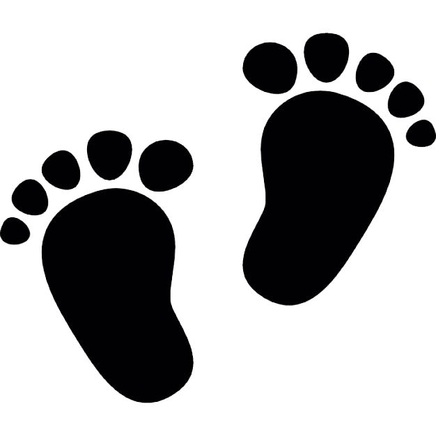 Footprint clipart black and white. Infant clip art cute