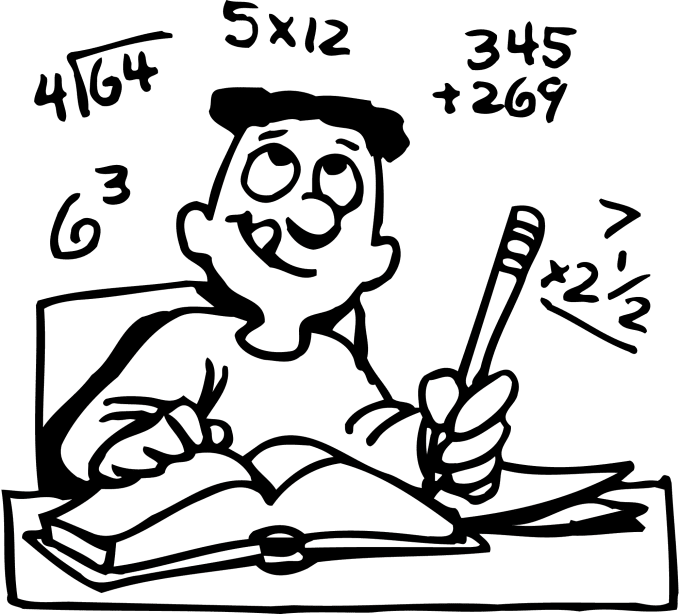 Child doing black and. Study clipart homework diary