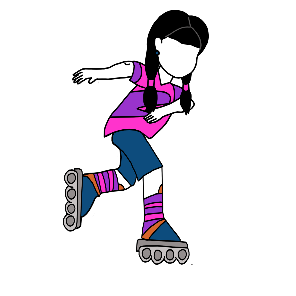 clipart people roller skating