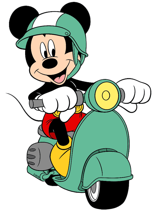 Mickey enjoying his ride. Clipart children scooter