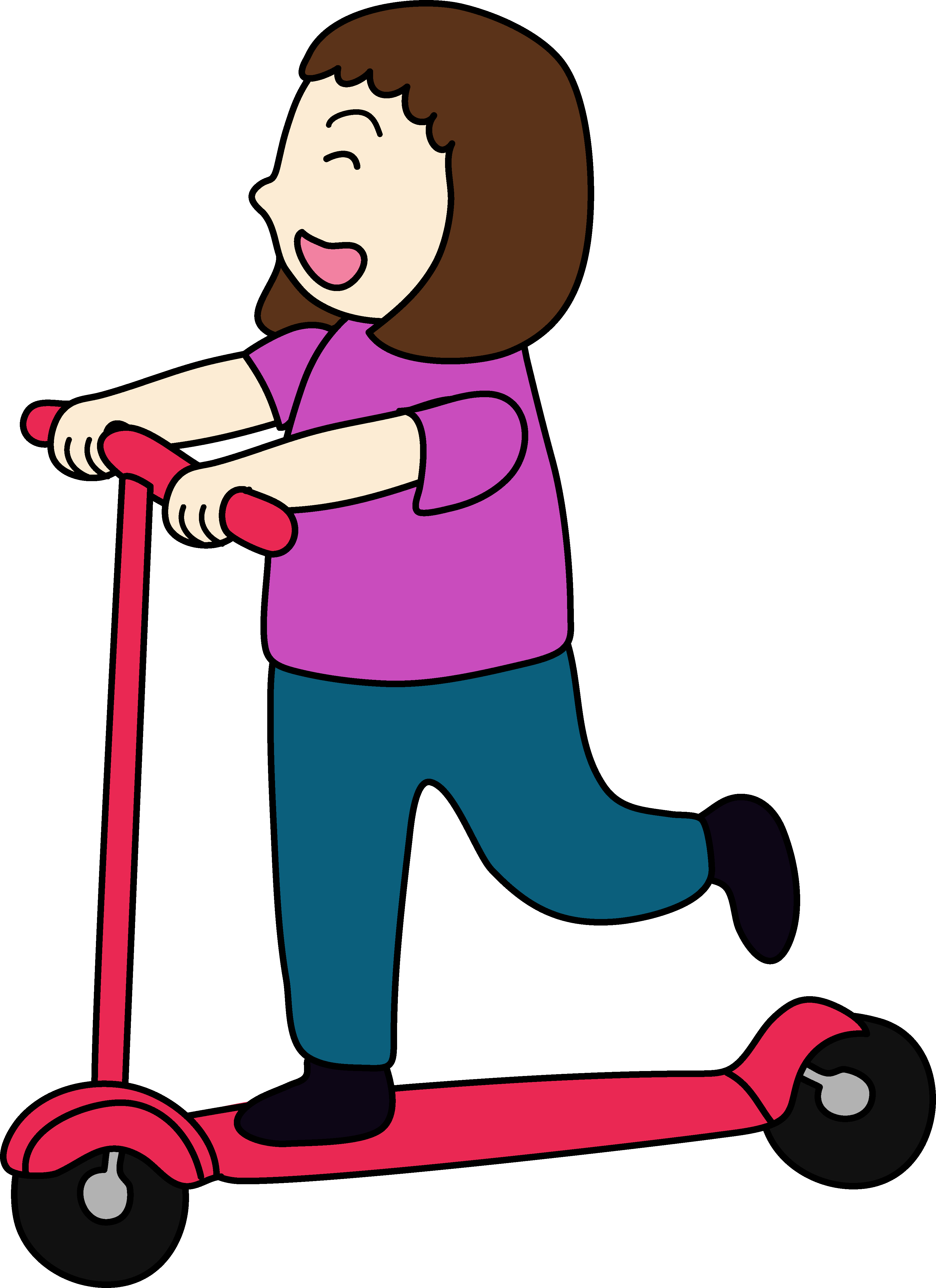 Clipart children scooter. Of girl riding free