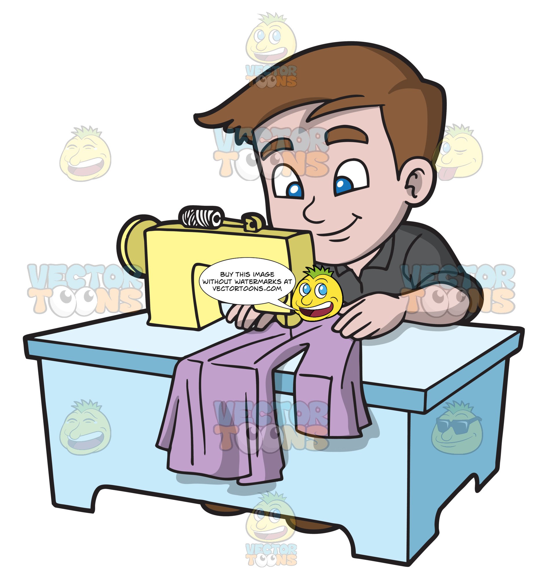 clipart child sewing