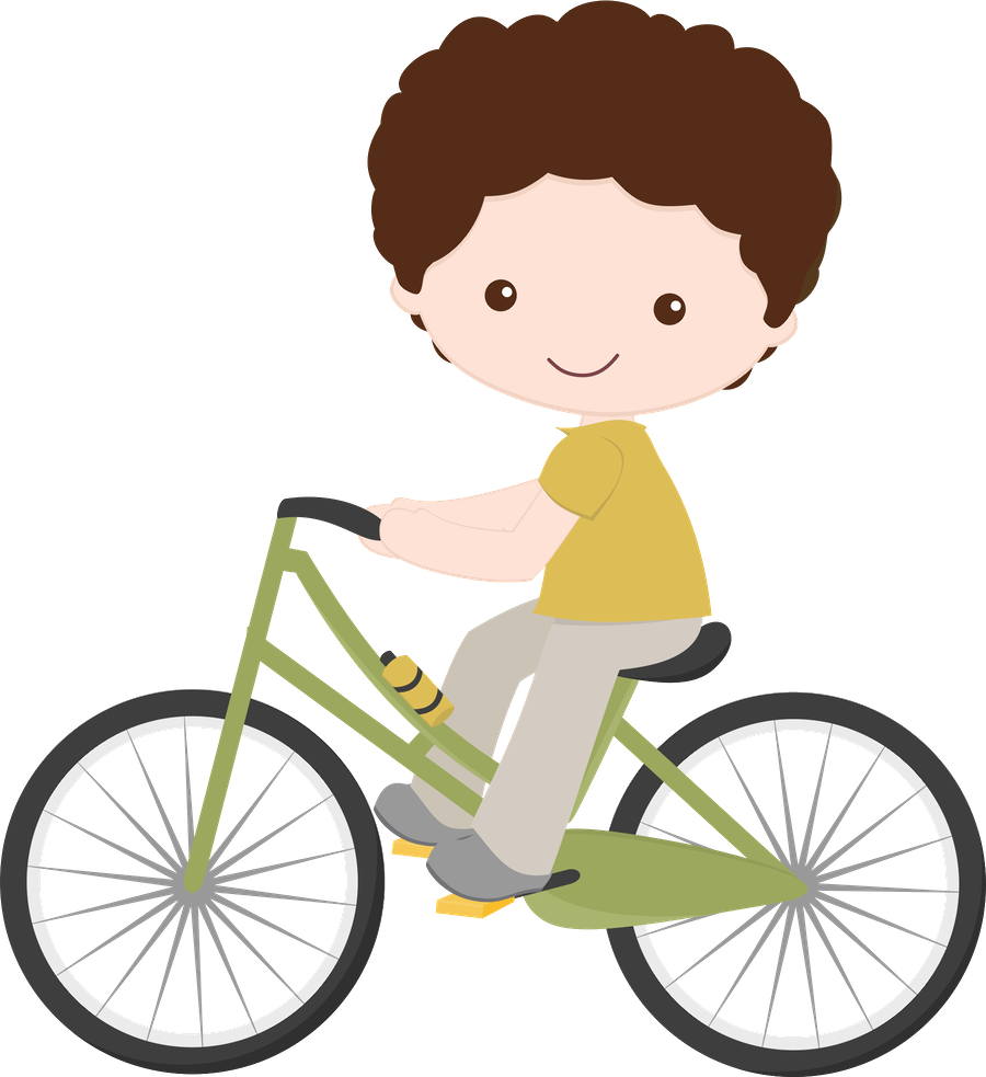clipart children cycling