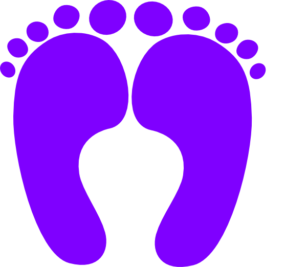 Cartoon baby feet library. Footprint clipart purple