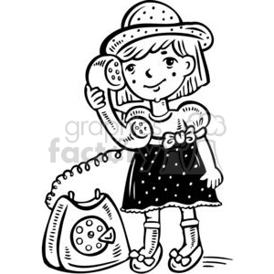 Small girl talking on. Clipart children phone