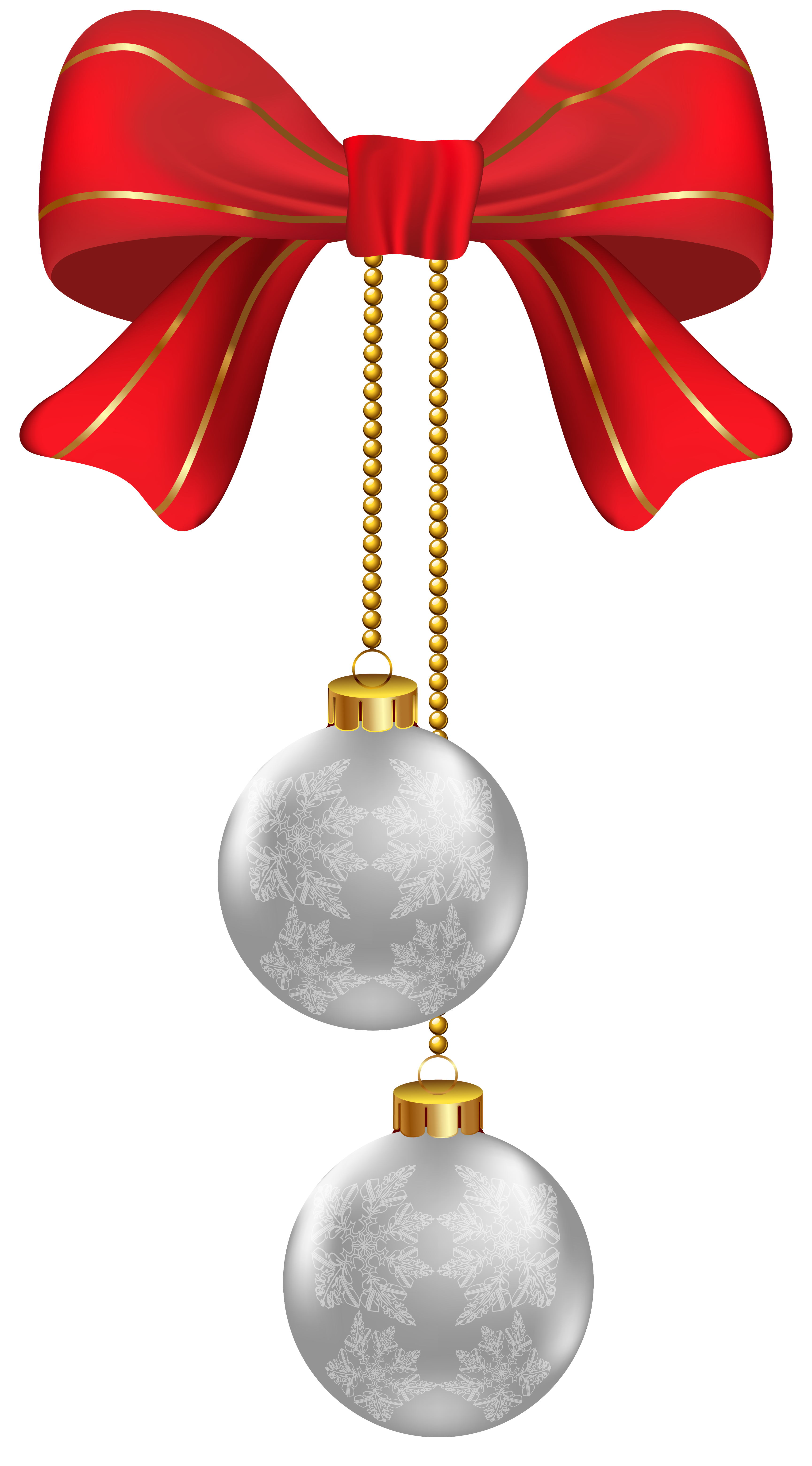 Hanging christmas silver ornaments. Garland clipart bauble