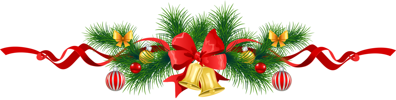 Pine with gold bells. Christmas garland border transparent png