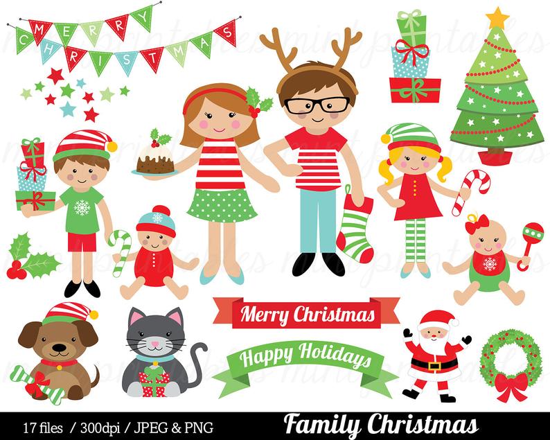 Clip art tree festive. Clipart christmas family