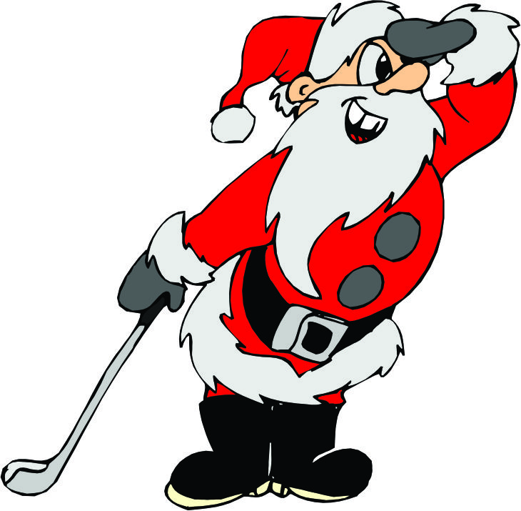 clipart santa golfing
