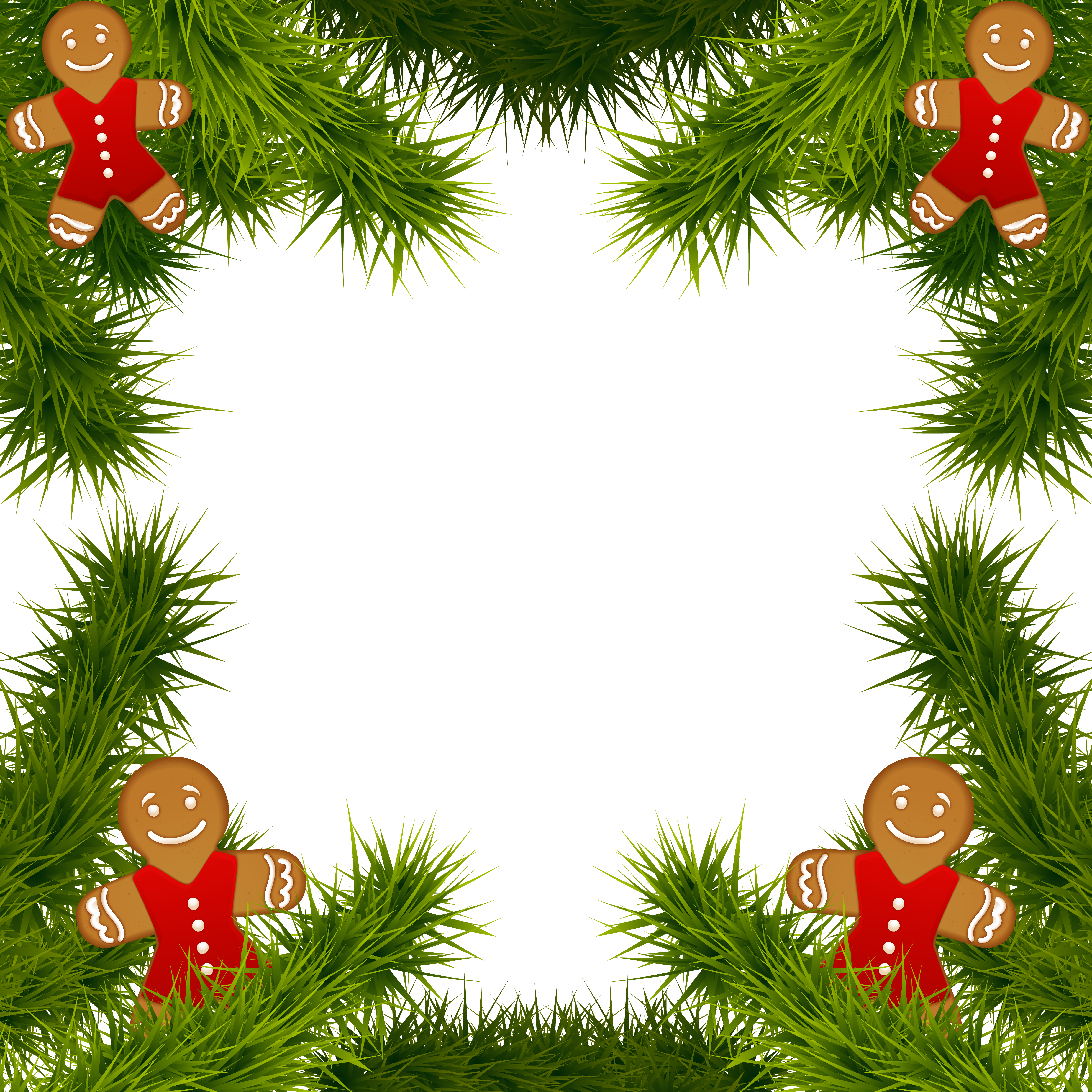 Christmas pine frame with. Gingerbread clipart vector
