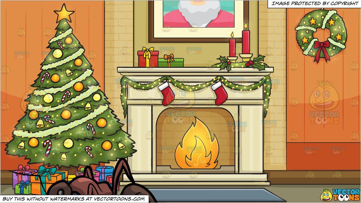 christmas living room background cartoon