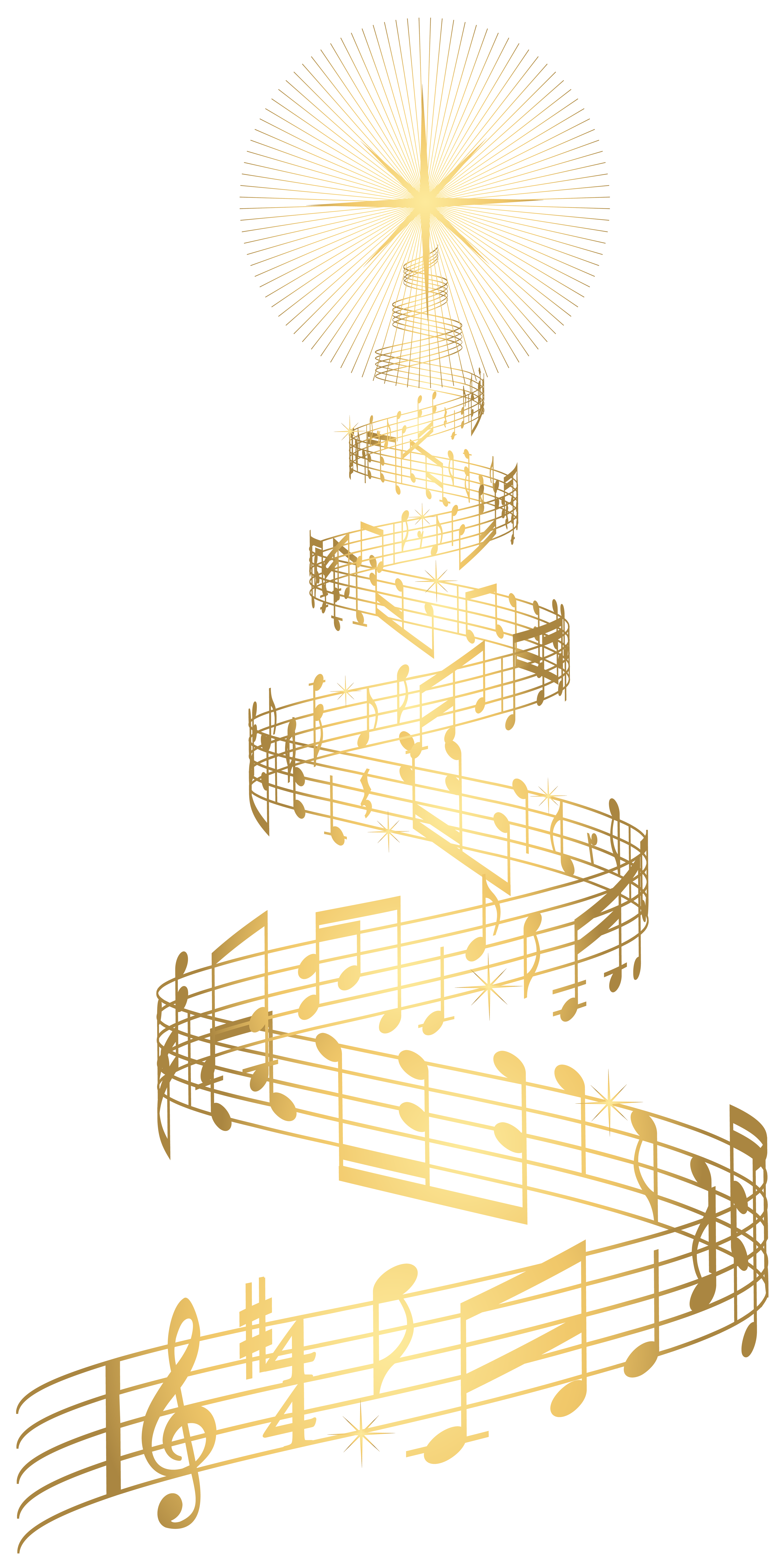 Musical clipart banner. Golden music christmas tree