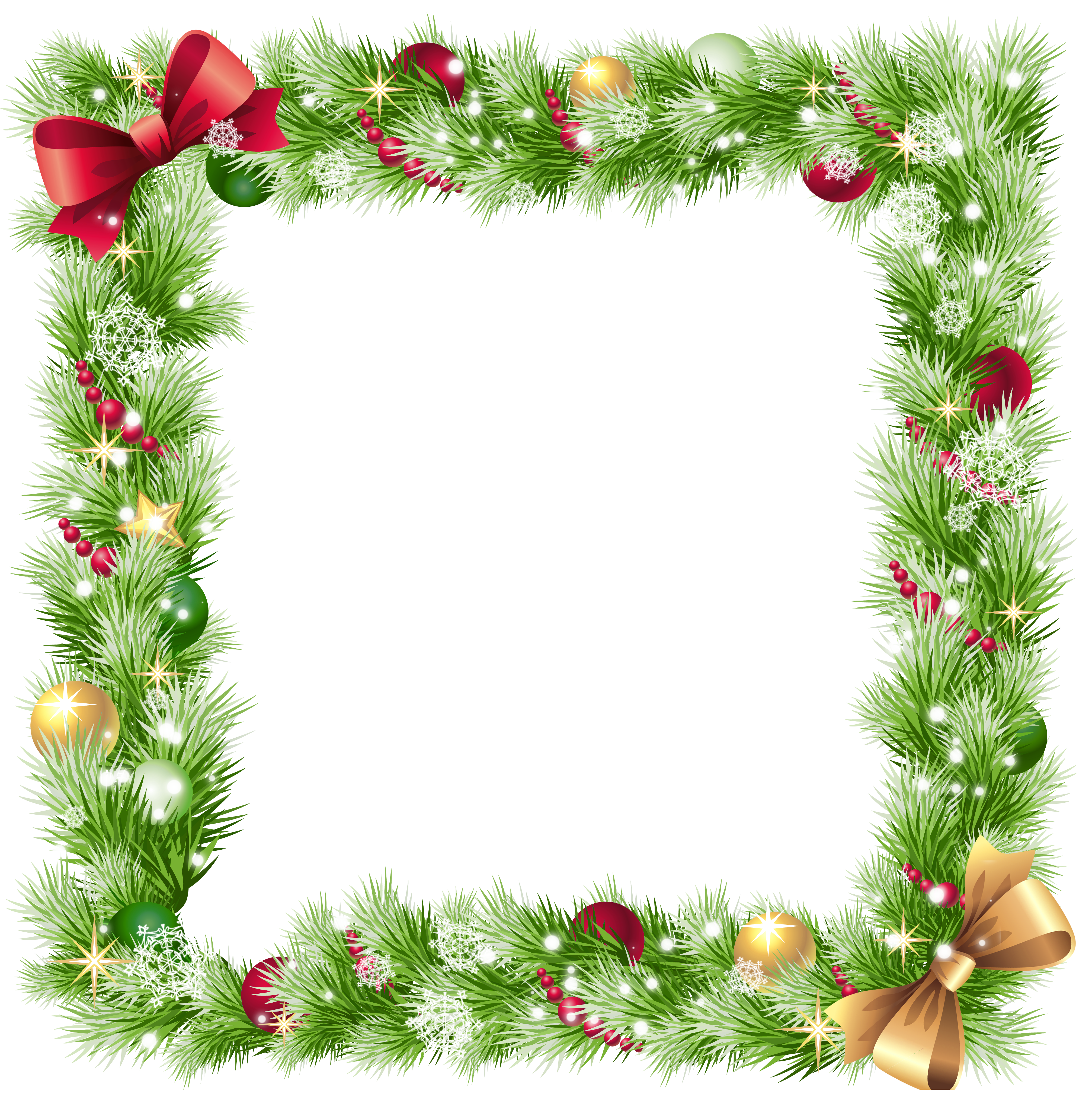 Christmas png with ornaments. Holiday clipart picture frame