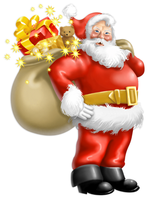 Excited clipart gift. Transparent santa claus with