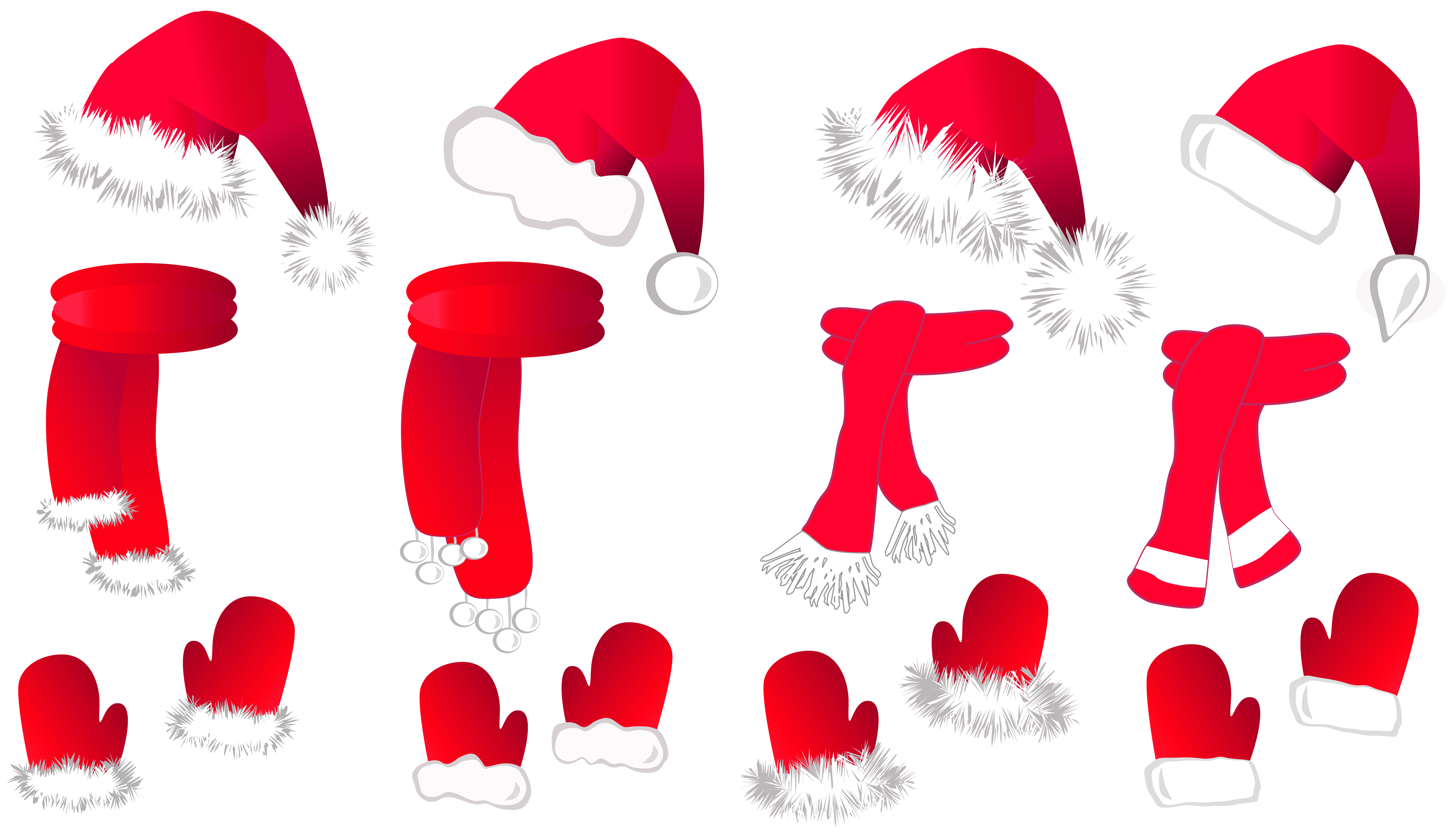  collection of hat. Glove clipart santa claus