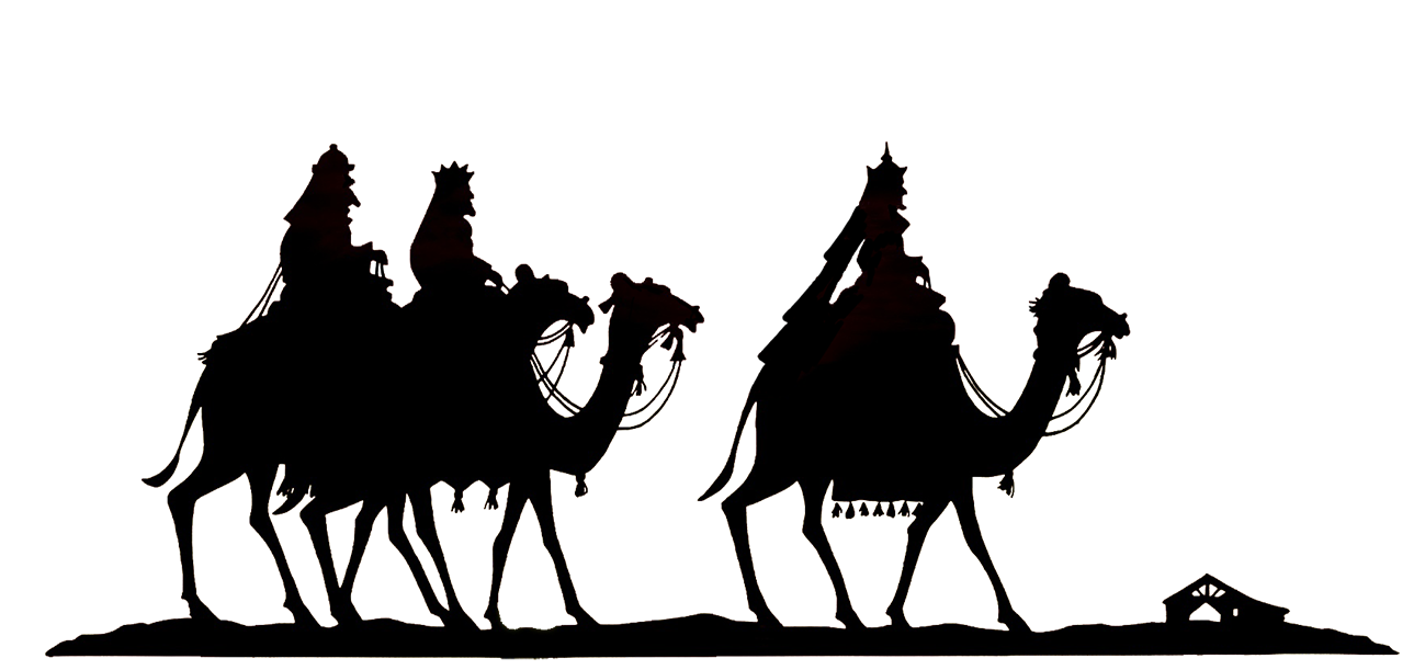 Sleigh clipart black and white. Christmas silhouettes the three