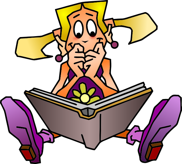 Reading and . Thinking clipart girl