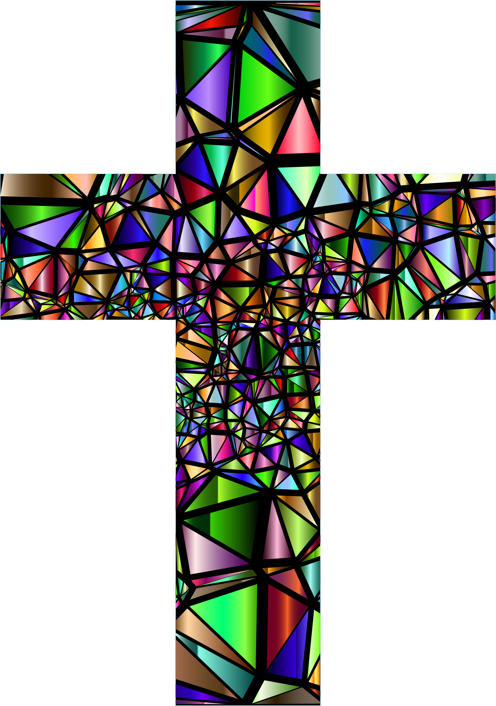 Low poly big image. Cross clipart stained glass